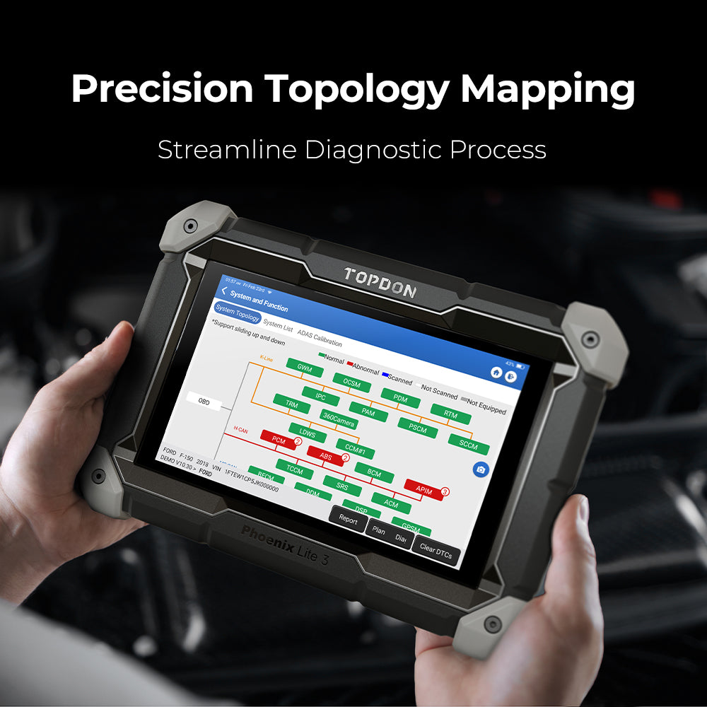 TOPDON Phoenix Lite 3 vehicle topology mapping screen
