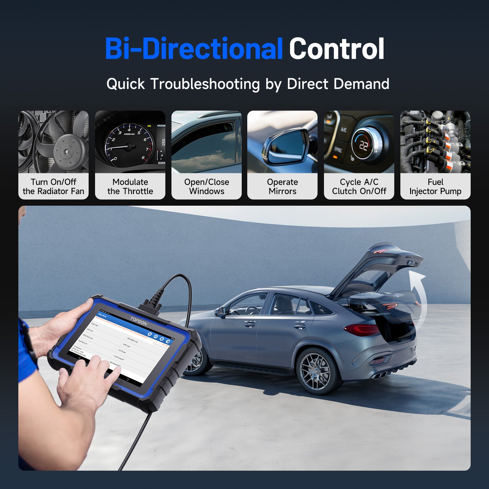 TOPDON Phoenix Nano bidirectional control feature illustration