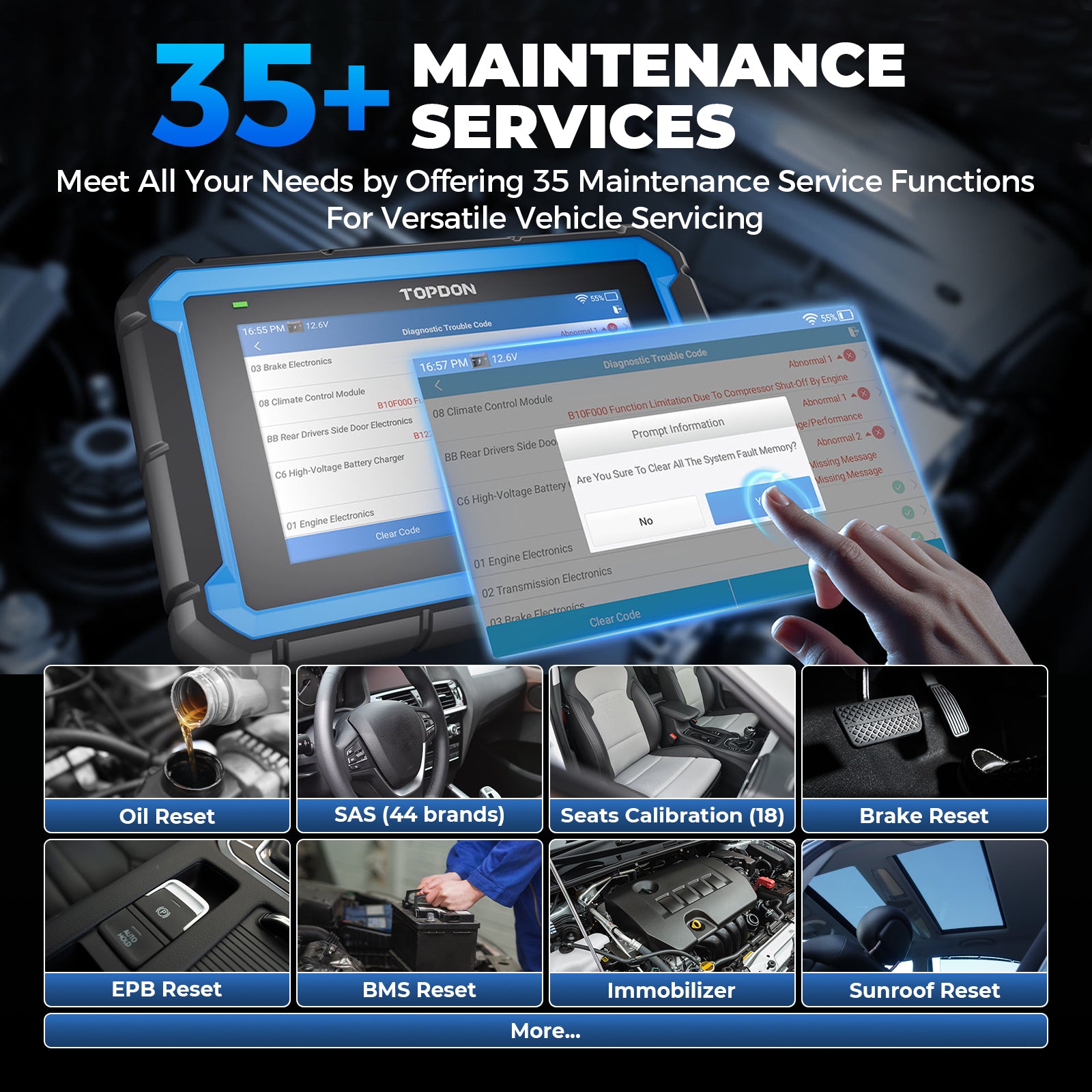 TOPDON ArtiDiag Pro maintenance service functions graphic
