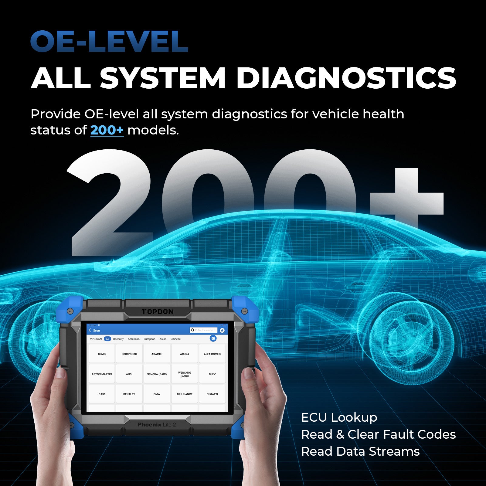 TOPDON Phoenix Lite 2 full-system diagnostic functions illustration