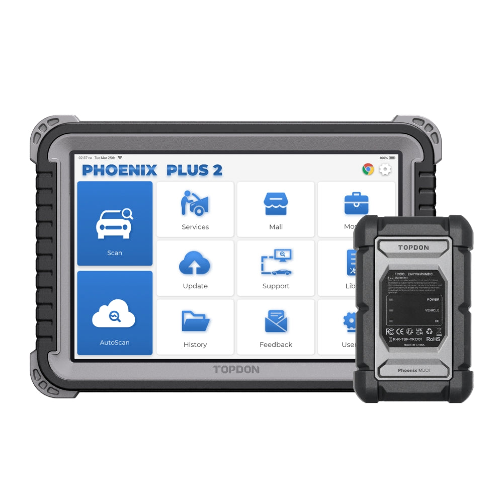 TOPDON Phoenix Plus 2 diagnostic tablet with Phoenix MDCI adapter