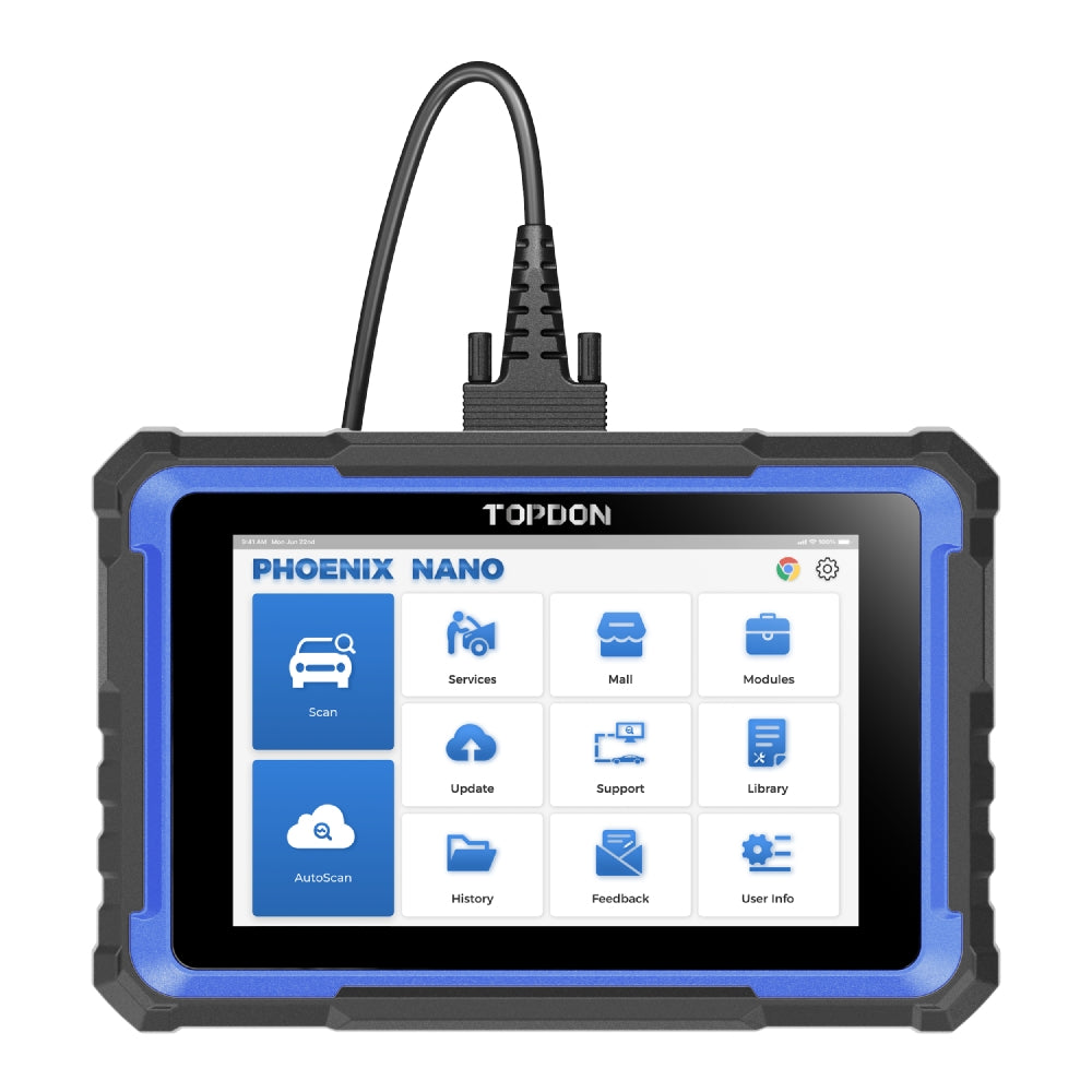 TOPDON Phoenix Nano diagnostic tablet with wired vehicle diagnostic cable