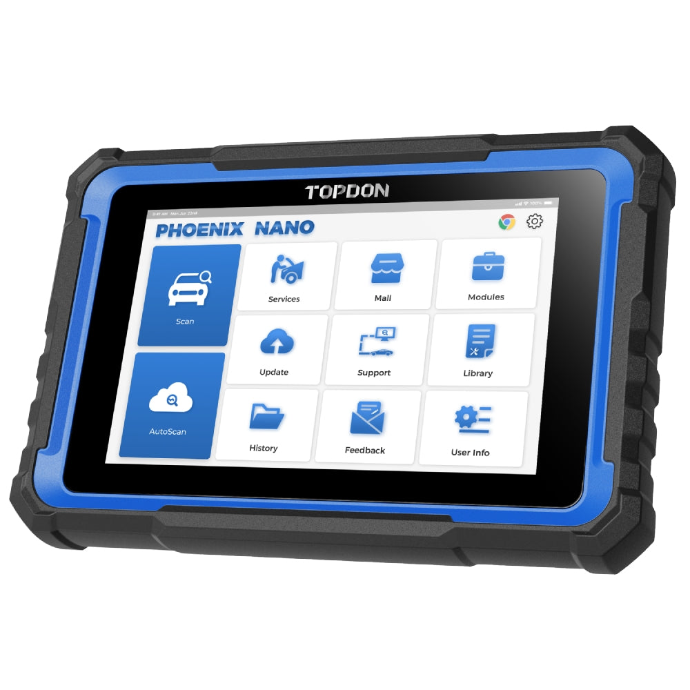 TOPDON Phoenix Nano blue diagnostic tablet angled front view