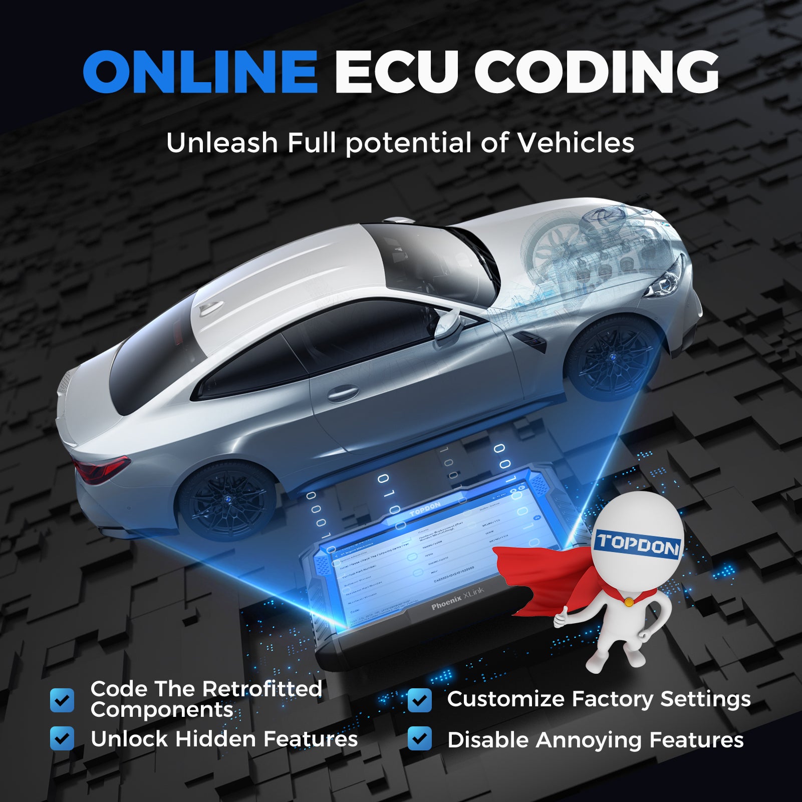 TOPDON Phoenix XLink online ECU coding graphic