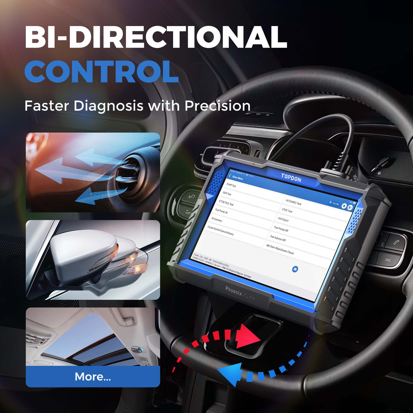 TOPDON Phoenix XLink bi-directional control function graphic