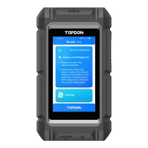 Front view of TOPDON RLink Lite diagnostic interface with 5-inch screen