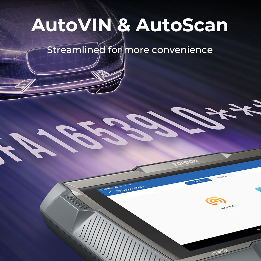 TOPDON UltraDiag AutoVIN and AutoScan diagnostic feature graphic