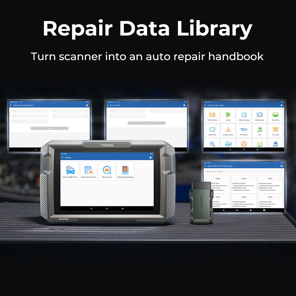 TOPDON UltraDiag repair data library on diagnostic tablet