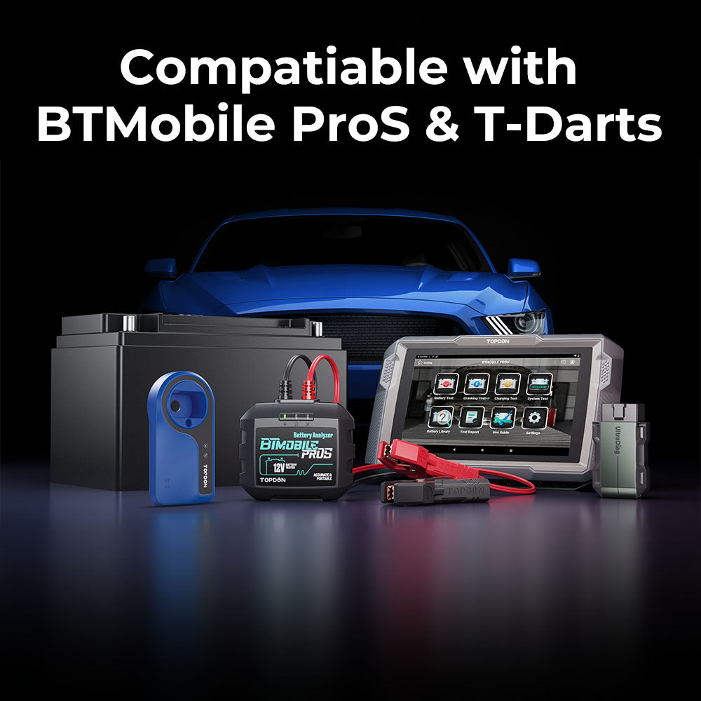 TOPDON UltraDiag shown with compatible BTMobile ProS and T-Darts accessories