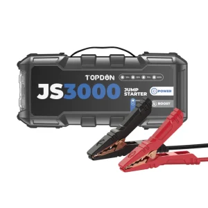 TOPDON JumpSurge3000 jump starter with red and black clamps