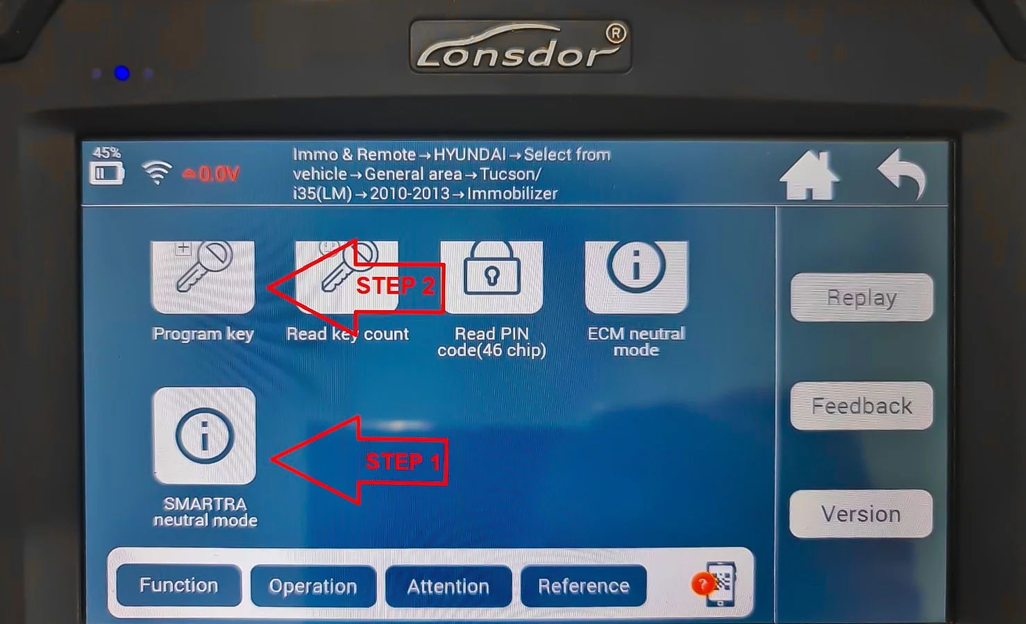 SMARTRA neutral mode and program key manufacturer example
