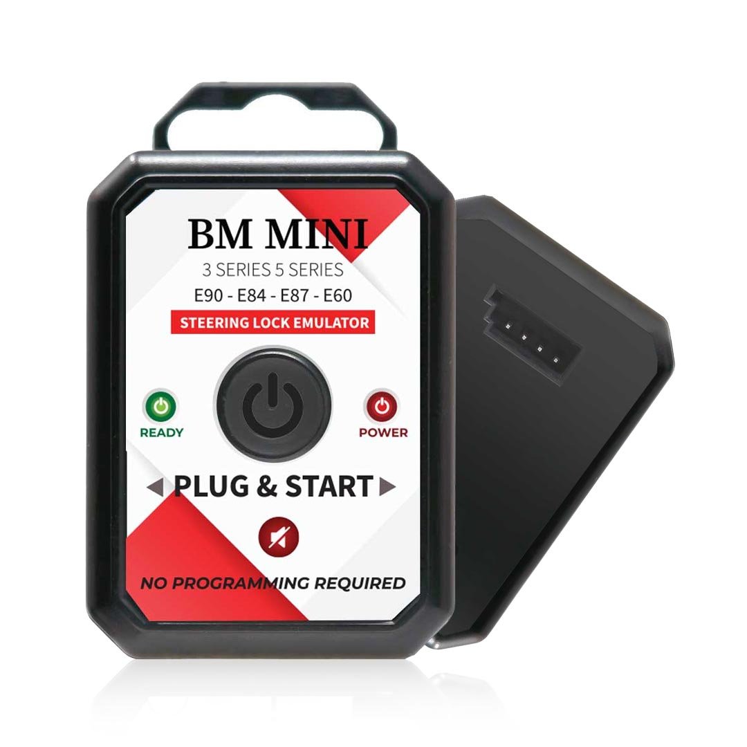 MK3 BMW / MINI ELV steering-lock emulator, front and rear views