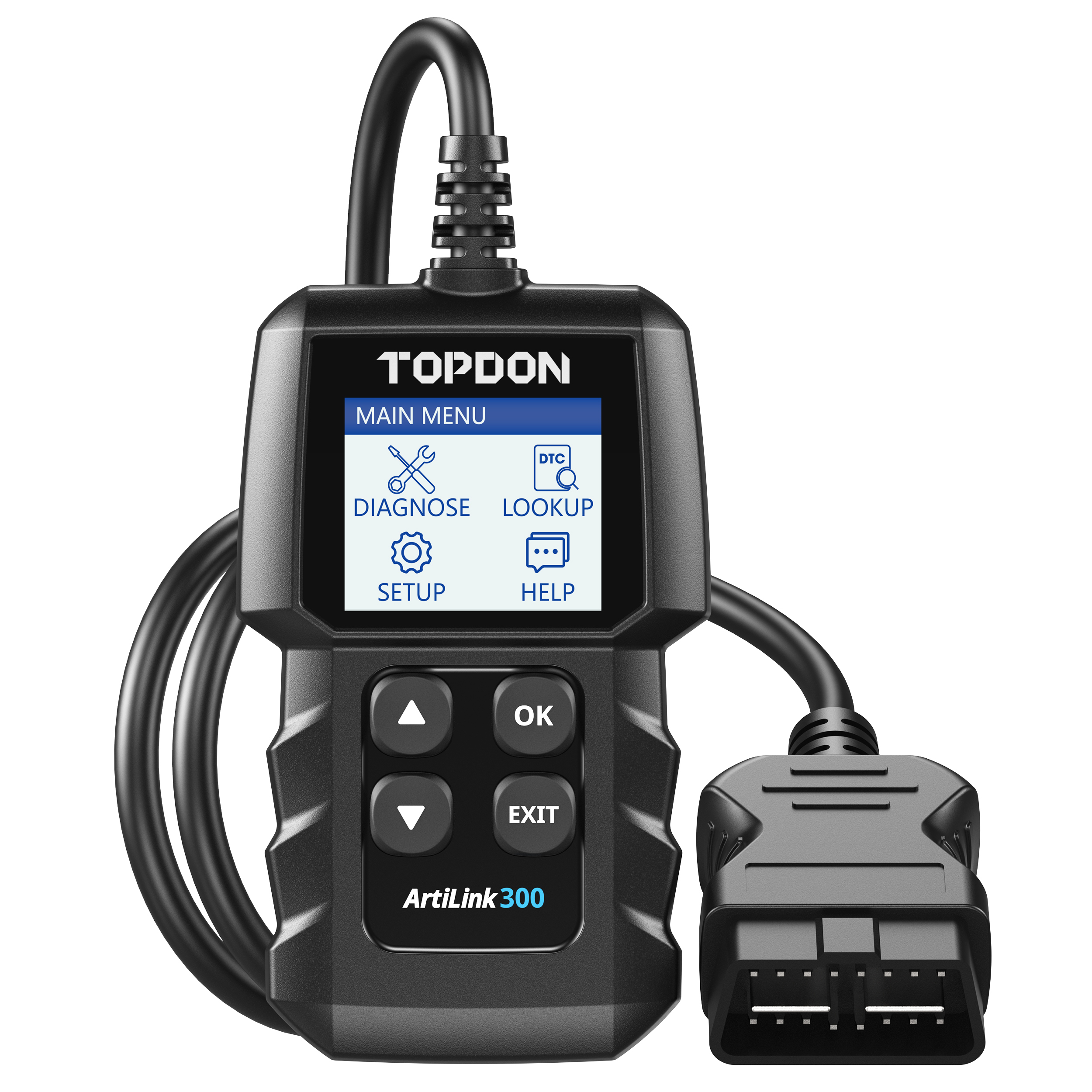 TOPDON ArtiLink 300 code reader with wired OBD2 connector