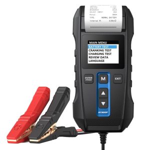 TOPDON BT300P battery tester with printer and battery clamps