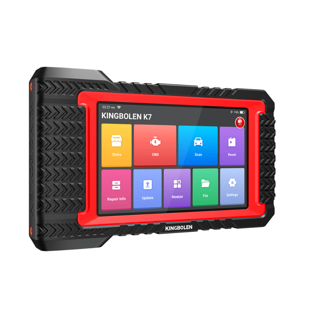 KINGBOLEN K7 diagnostic tablet viewed at an angle on a white background