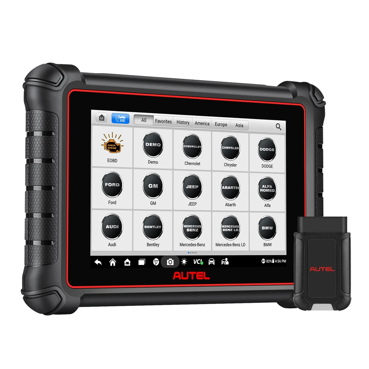 Autel MaxiCOM MK900-BT diagnostic tablet with MaxiVCI V150 on white background