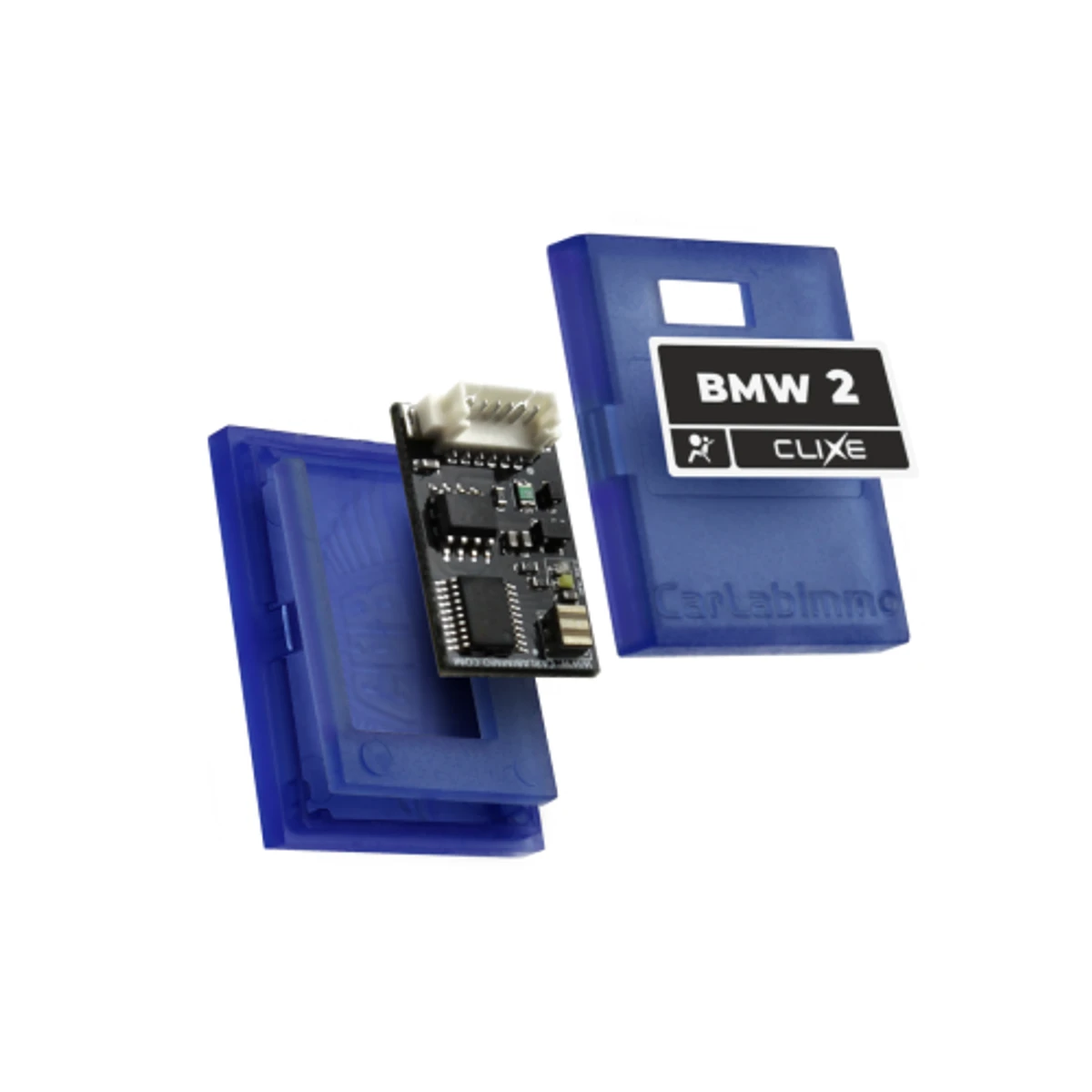 Blue CARLABIMMO CLIXE BMW 2 seat occupancy emulator with housing and circuit board