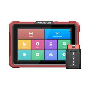 KINGBOLEN K10 Pro diagnostic tablet and wireless connector, front view on white background