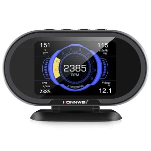 KONNWEI KW206 digital OBD2 gauge front view on white background