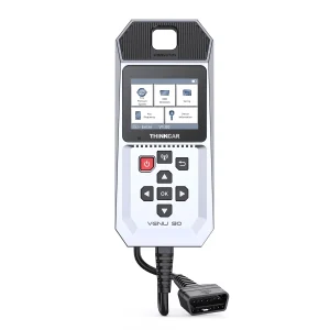Front view of the THINKCAR VENU 90 TPMS tool with OBD2 cable