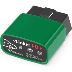 Vgate vLinker FD+ OBD2 adapter on white background